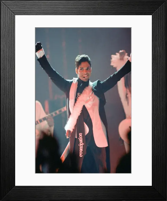 Framed Print : Prince performing at The Brit Music Awards at Earls Court. 24th February 1997 Framed Print : Prince performing at The Brit Music Awards at Earls Court. 24th February 1997