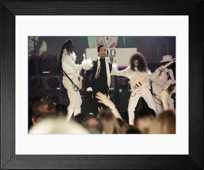 Framed Print : Prince performing at The Brit Music Awards at Earls Court. 24th February 1997 Framed Print : Prince performing at The Brit Music Awards at Earls Court. 24th February 1997