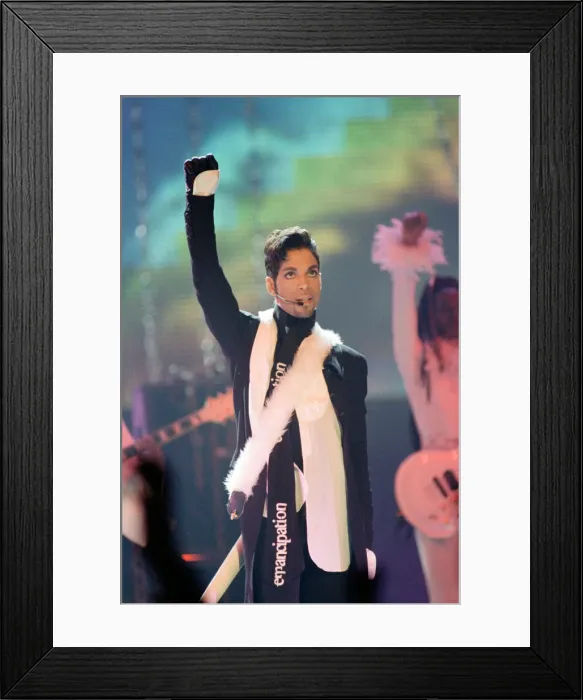 Framed Print : Prince performing at The Brit Music Awards at Earls Court. 24th February 1997 Framed Print : Prince performing at The Brit Music Awards at Earls Court. 24th February 1997