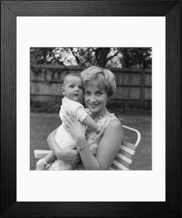 Framed Print : Sylvia Syms, actor and star of Ice Cold In Alex, with her adopted son Mark Benjamin Edney Framed Print : Sylvia Syms, actor and star of Ice Cold In Alex, with her adopted son Mark Benjamin Edney