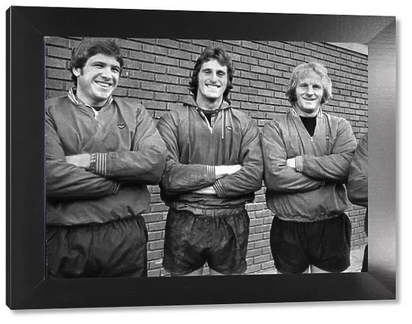 Liverpool FC England international players left to right: Emlyn Hughes, Ray Clemence