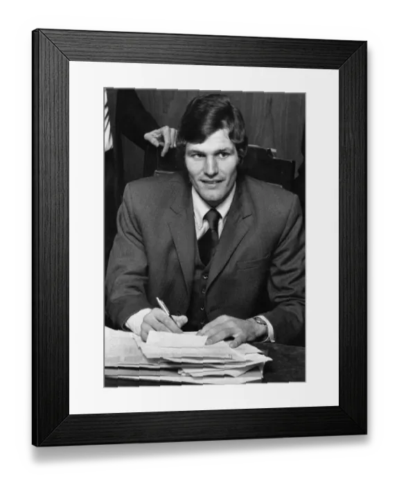 Framed Print : New Liverpool forward John Toshack officially signs for the club at Anfield following