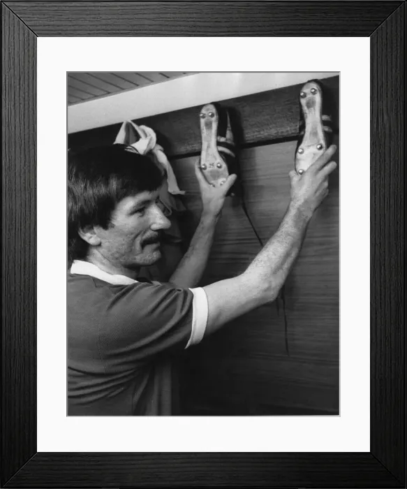 Framed Print : Liverpool footballer Tommy Smith in the dressing room at Anfield for his testimonial Framed Print : Liverpool footballer Tommy Smith in the dressing room at Anfield for his testimonial