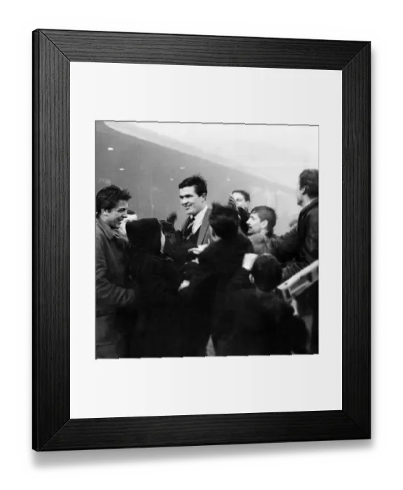 Framed Print : Liverpool captain Ron Yeats is surrounded by worshipping fans who have run on to Framed Print : Liverpool captain Ron Yeats is surrounded by worshipping fans who have run on to
