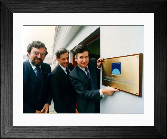 Framed Print : Member of Parliament for Darlington Michael Fallon opens the new Teesside Chamber of