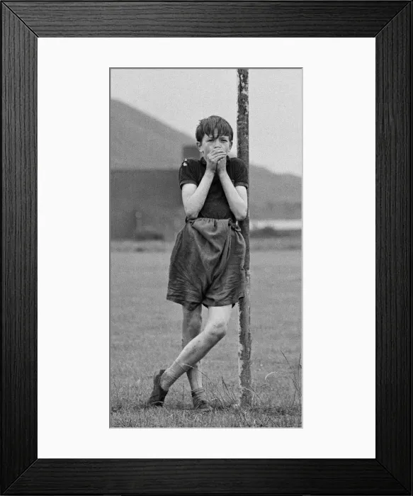 Framed Print : David Bradley, (aged 14) playing the part of Billy Casper, pictured with his Kestral