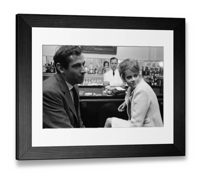 Framed Print : Jane Fonda and her husband, film director Roger Vadim, enjoy drinks at a bar in Paris Framed Print : Jane Fonda and her husband, film director Roger Vadim, enjoy drinks at a bar in Paris