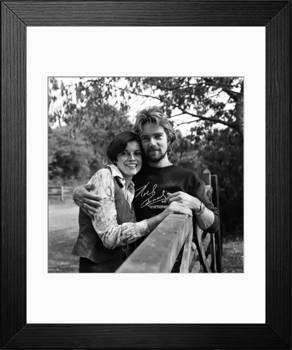Framed Print : Noel Edmonds pictured at home in Suffolk with his wife Gillian. 9th August 1976 Framed Print : Noel Edmonds pictured at home in Suffolk with his wife Gillian. 9th August 1976