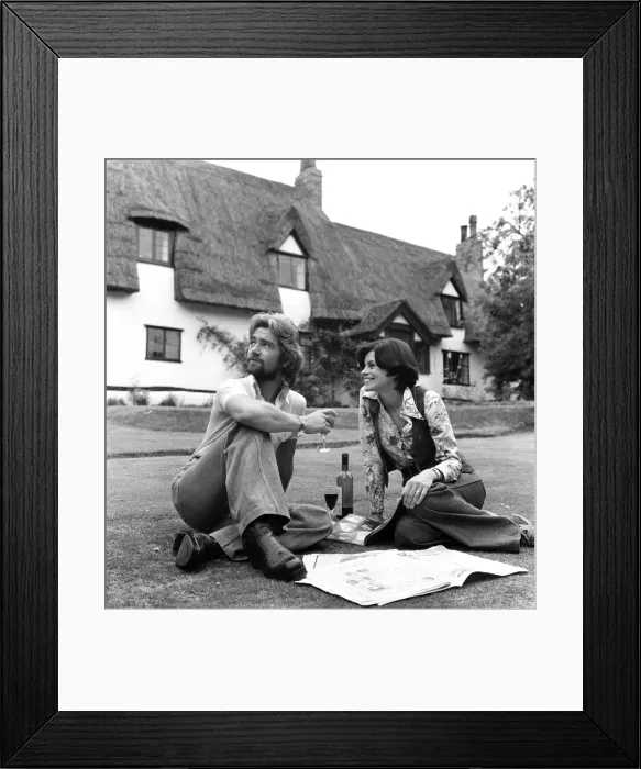 Framed Print : Noel Edmonds pictured at home in Suffolk with his wife Gillian. 9th August 1976 Framed Print : Noel Edmonds pictured at home in Suffolk with his wife Gillian. 9th August 1976