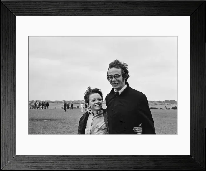 Framed Print : Ken Loach, (film director) on the school football playing field Framed Print : Ken Loach, (film director) on the school football playing field