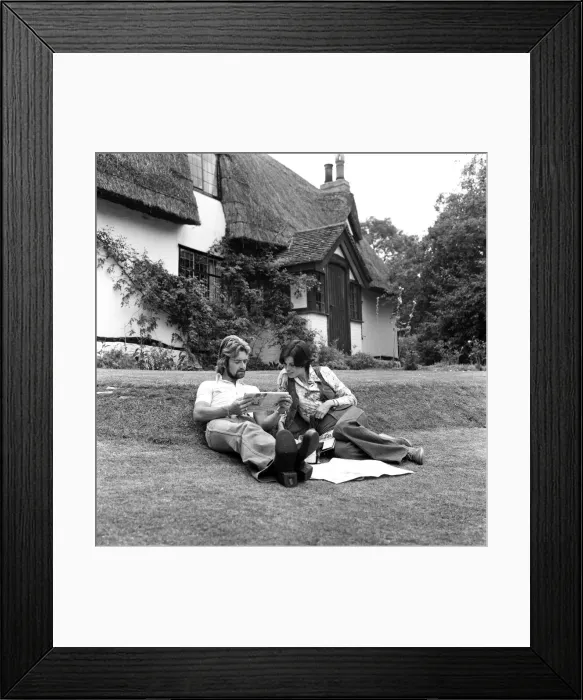 Framed Print : Noel Edmonds pictured at home in Suffolk with his wife Gillian. 9th August 1976 Framed Print : Noel Edmonds pictured at home in Suffolk with his wife Gillian. 9th August 1976