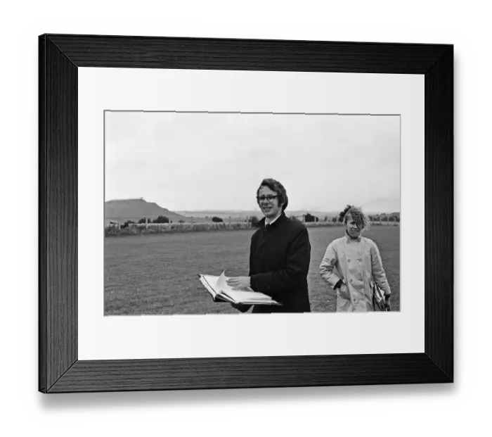 Framed Print : Ken Loach, (film director) on the school football playing field