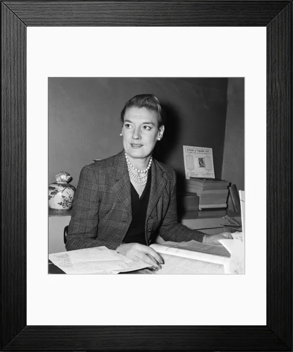 Framed Print : Heather Jenner, head of the Marriage Bureau at 124 New Bond Street, London Framed Print : Heather Jenner, head of the Marriage Bureau at 124 New Bond Street, London