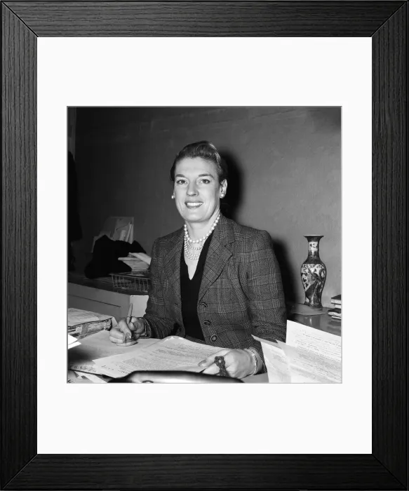 Framed Print : Heather Jenner, head of the Marriage Bureau at 124 New Bond Street, London Framed Print : Heather Jenner, head of the Marriage Bureau at 124 New Bond Street, London