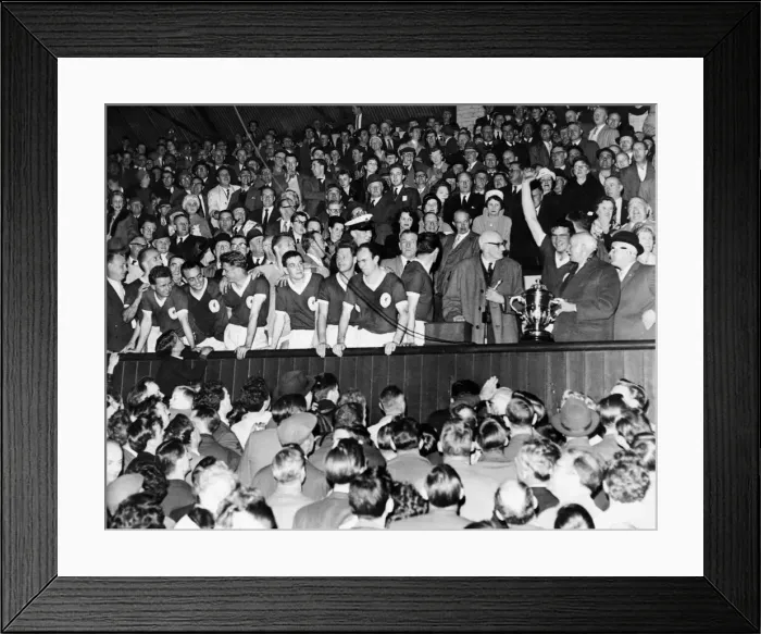 Framed Print : Liverpool are presented with Second Division Championship trophy at the end of their Framed Print : Liverpool are presented with Second Division Championship trophy at the end of their