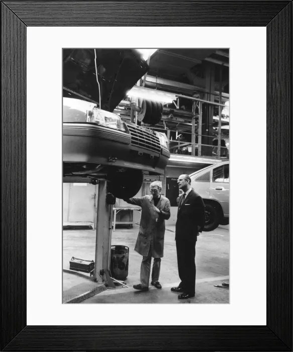 Framed Print : Prince Philip, Duke of Edinburgh, visiting Vauxhall Ellesmere Port factory Framed Print : Prince Philip, Duke of Edinburgh, visiting Vauxhall Ellesmere Port factory