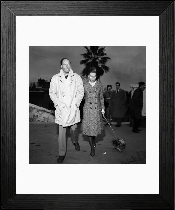 Framed Print : Actress Audrey Hepburn and her husband Mel Ferrer photographed in Rome. 8th January 1960 Framed Print : Actress Audrey Hepburn and her husband Mel Ferrer photographed in Rome. 8th January 1960