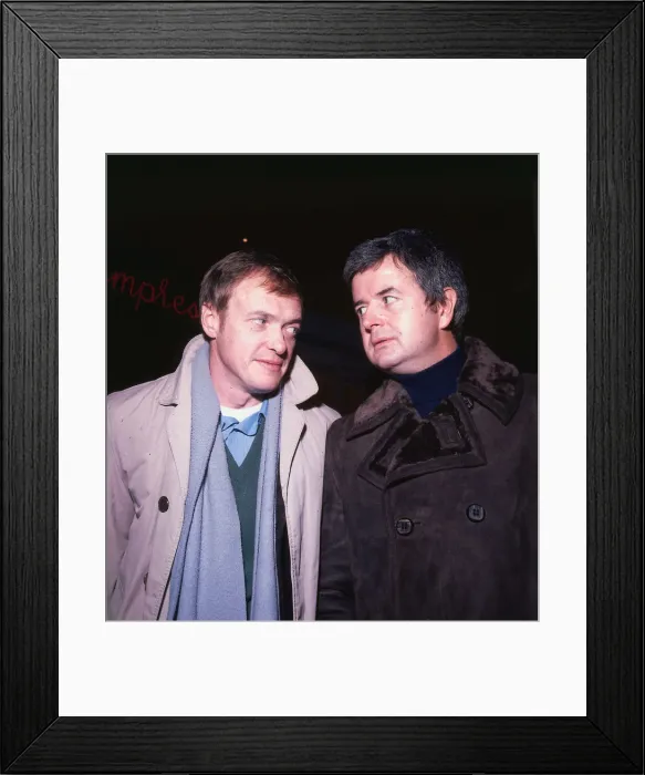 Framed Print : James Bolam, November 1975, with actor Rodney Bewes the stars of television programme Framed Print : James Bolam, November 1975, with actor Rodney Bewes the stars of television programme