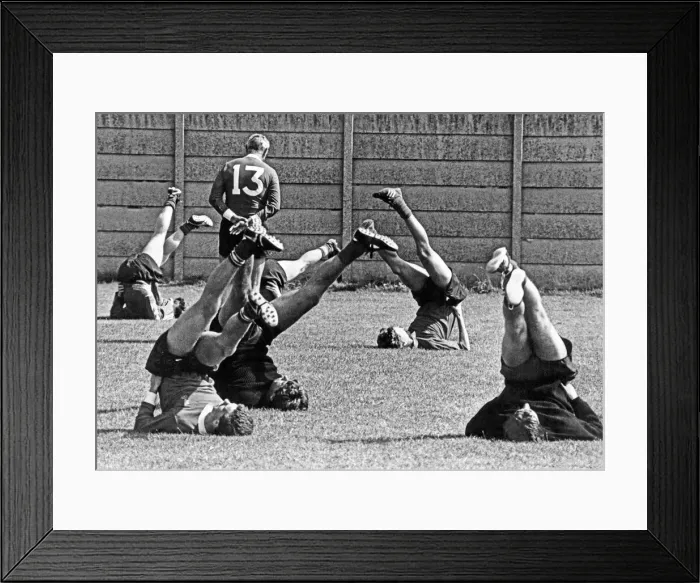 Framed Print : Liverpool training session at Melwood being supervised by their manager Joe Fagan