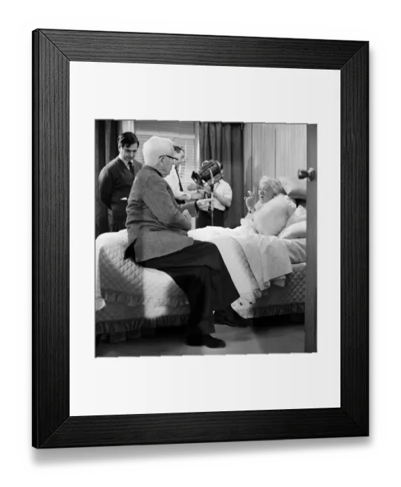 Framed Print : On the set of A Countess from Hong Kong, Charlie Chaplins new film