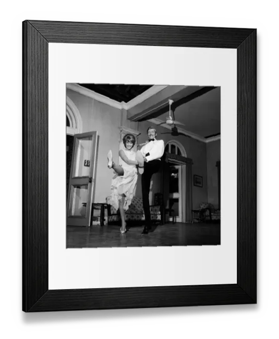 Framed Print : Actress Charlotte Rampling and her fiance Jeremy Lloyd on the set of