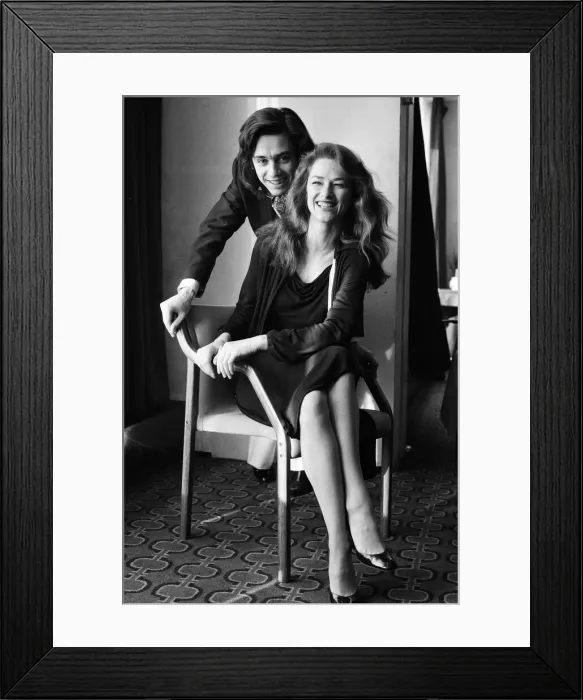 Framed Print : Jean-Michel Jarre with his wife Charlotte Rampling at a photocall