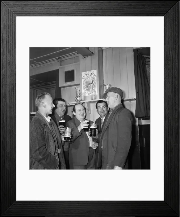 Framed Print : Enjoying a drink in the Subway club, meeting place for fisherman and dockers. March 1965 Framed Print : Enjoying a drink in the Subway club, meeting place for fisherman and dockers. March 1965