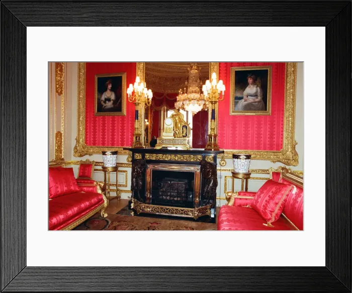 Framed Print : Interior view of Windsor Castle showing the Crimson Drawing Room restored after it was Framed Print : Interior view of Windsor Castle showing the Crimson Drawing Room restored after it was