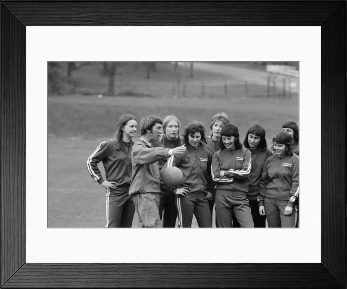 Framed Print : Womens International Football, England team train for England v France match Framed Print : Womens International Football, England team train for England v France match