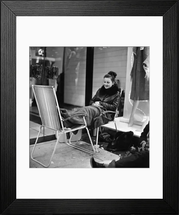 Framed Print : Student Joyce Wells (19) from Salford pictured at the front of the queue for tomorrow Framed Print : Student Joyce Wells (19) from Salford pictured at the front of the queue for tomorrow