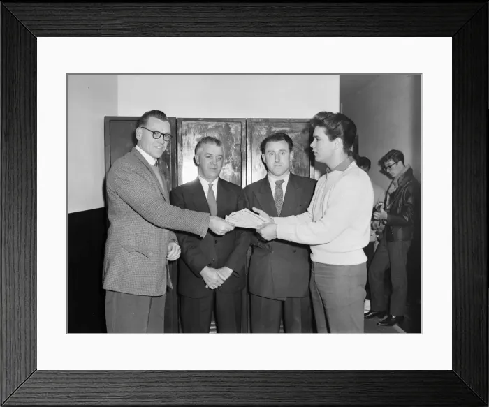 Framed Print : Cliff Richard and The Shadows backstage at The Regal, Cambridge 10th November 1959 Our Framed Print : Cliff Richard and The Shadows backstage at The Regal, Cambridge 10th November 1959 Our