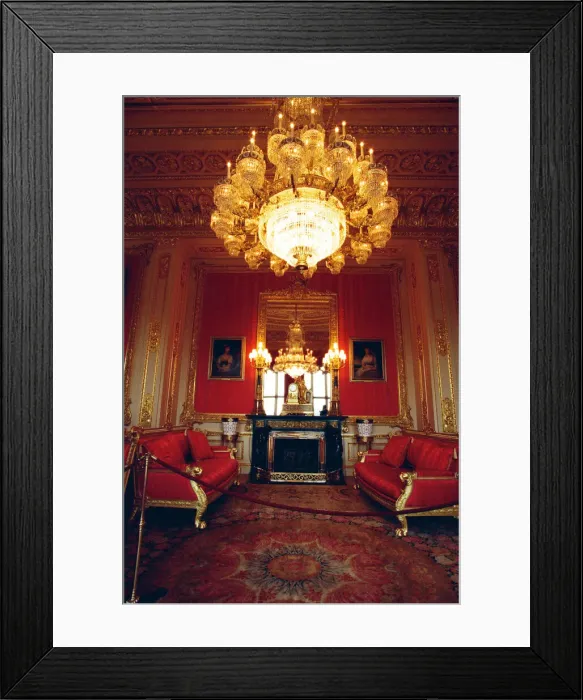 Framed Print : Interior view of Windsor Castle showing the Crimson Drawing Room restored after it was Framed Print : Interior view of Windsor Castle showing the Crimson Drawing Room restored after it was