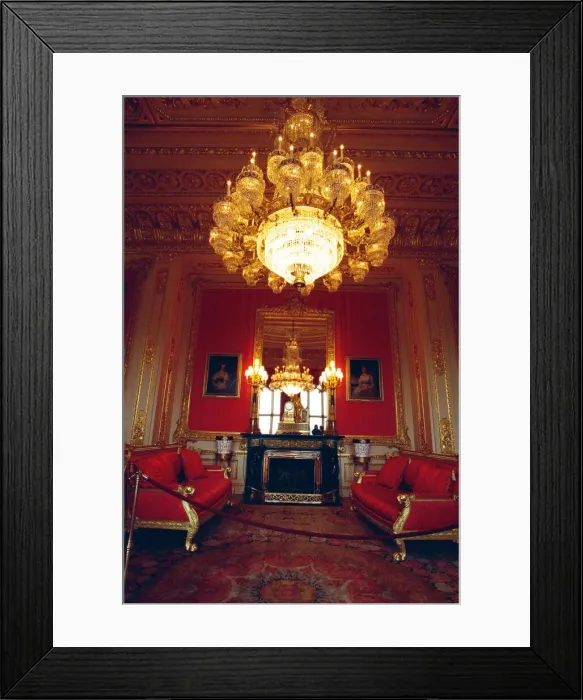 Framed Print : Interior view of Windsor Castle showing the Crimson Drawing Room restored after it was Framed Print : Interior view of Windsor Castle showing the Crimson Drawing Room restored after it was