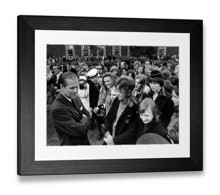 Framed Print : Prince Philip, Duke of Edinburgh, North West visits. The Duke stops to chat with Chester Framed Print : Prince Philip, Duke of Edinburgh, North West visits. The Duke stops to chat with Chester