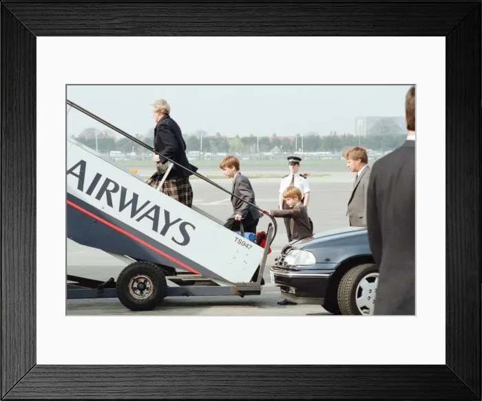 Framed Print : Prince William and Prince Harry board aircraft at London Heathrow Airport Framed Print : Prince William and Prince Harry board aircraft at London Heathrow Airport
