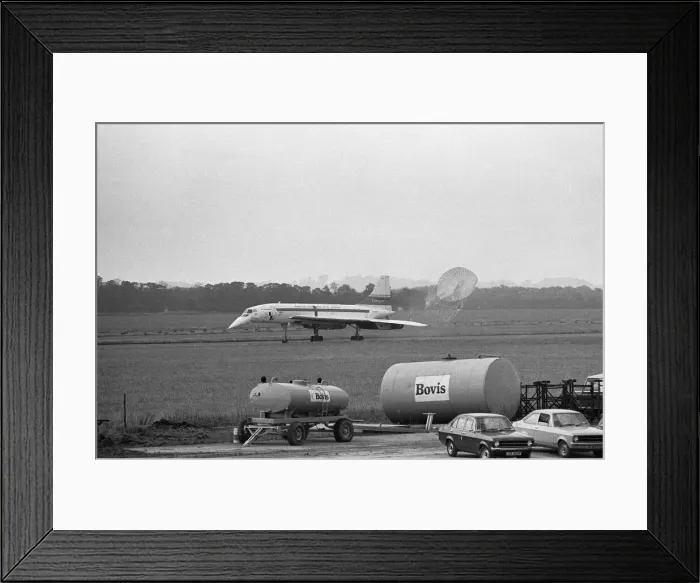 Framed Print : On a fine August day in 1977, Concorde 101 touches down at her final home at Duxford Framed Print : On a fine August day in 1977, Concorde 101 touches down at her final home at Duxford