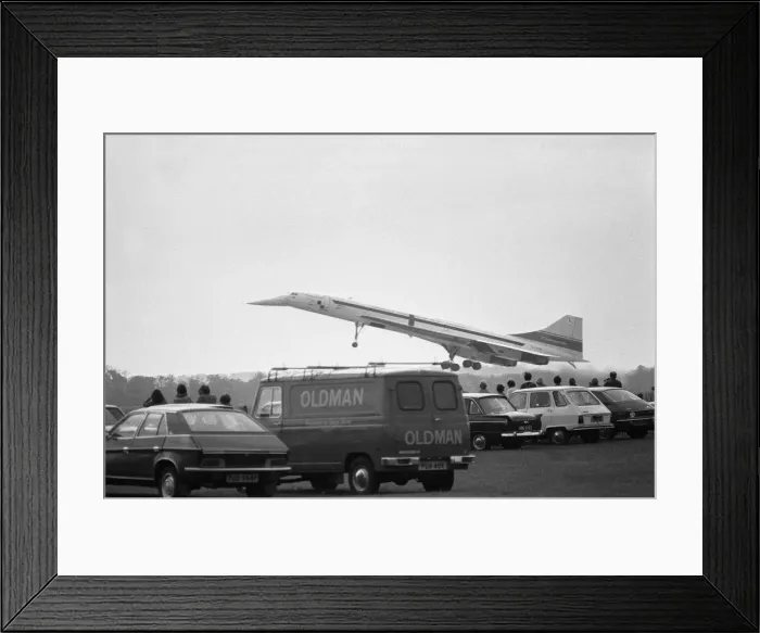Framed Print : On a fine August day in 1977, Concorde 101 touches down at her final home at Duxford Framed Print : On a fine August day in 1977, Concorde 101 touches down at her final home at Duxford