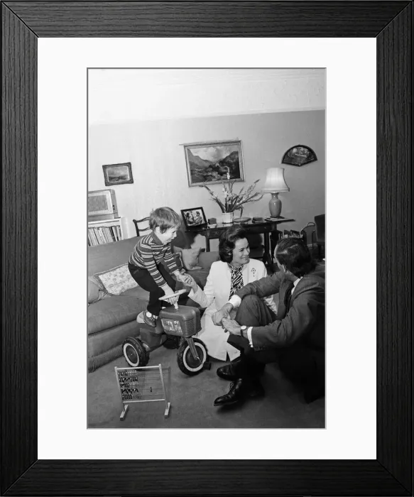 Framed Print : Rupert Thorpe, who will be four in April, pictured with his new mother-to-be