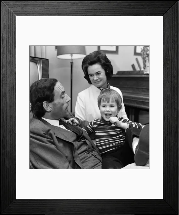 Framed Print : Rupert Thorpe, who will be four in April, pictured with his new mother-to-be