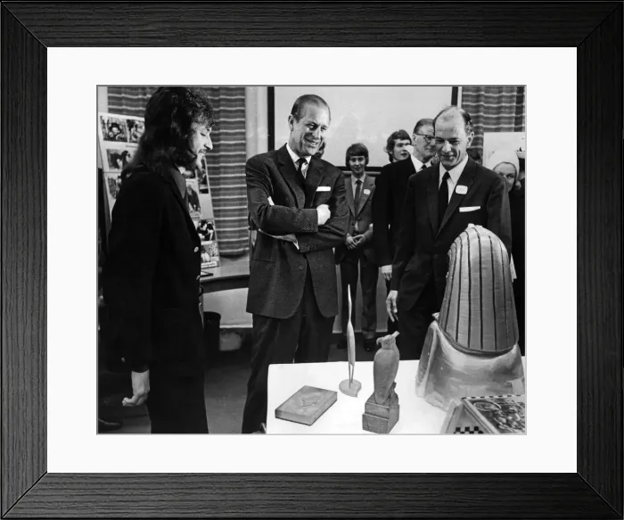 Framed Print : Prince Philip, Duke of Edinburgh, North West visits. 20 year old Michael Carpino shows Framed Print : Prince Philip, Duke of Edinburgh, North West visits. 20 year old Michael Carpino shows