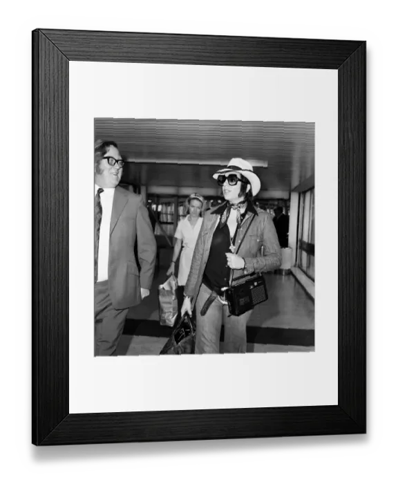 Framed Print : Actress and singer Liza Minnelli arrives at Heathrow Airport. 27th June 1973