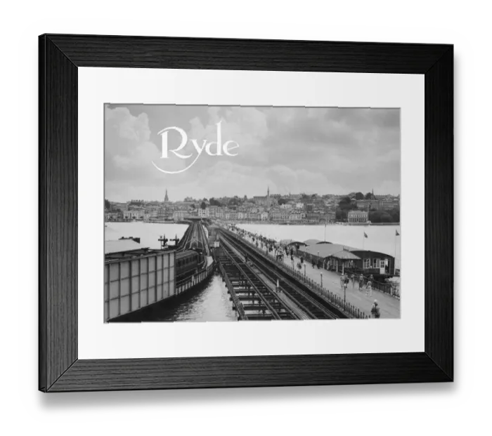 Framed Print : Ryde Esplanade and Pier, Isle of Wight. A steam train pulls out of the station on the end Framed Print : Ryde Esplanade and Pier, Isle of Wight. A steam train pulls out of the station on the end