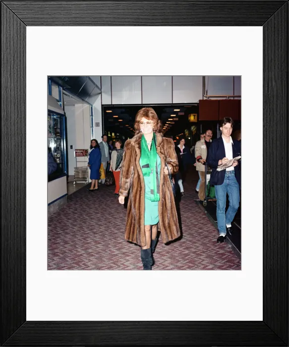 Framed Print : Actress Sophia Loren pictured at London Airport. 27th December 1988 Framed Print : Actress Sophia Loren pictured at London Airport. 27th December 1988