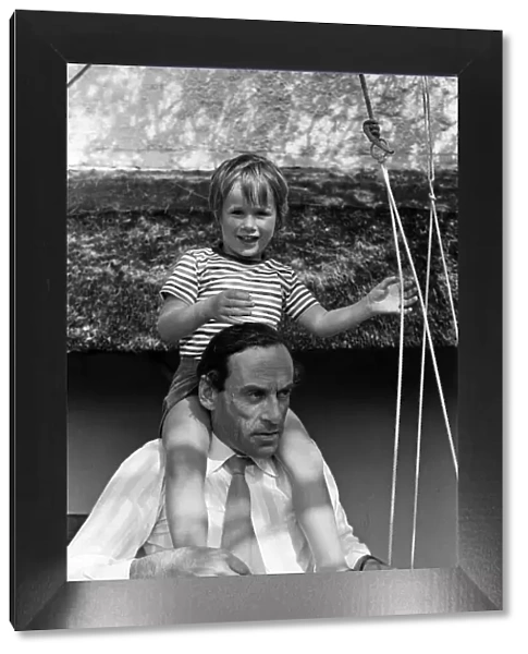 Jeremy Thorpe with his four year old son Rupert, pictured at his cottage near Barnstaple