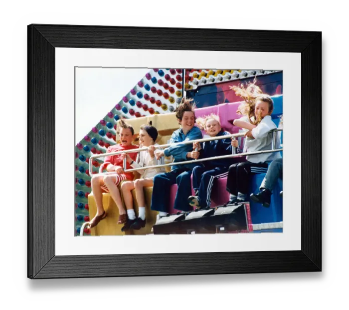 Framed Print : A hair raising experience for youngsters on one of the rides at the Clairville Common Framed Print : A hair raising experience for youngsters on one of the rides at the Clairville Common