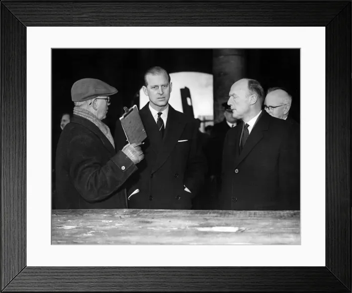 Framed Print : Prince Philip, Duke of Edinburgh, visiting Liverpool. At West Huskisson Dock the Duke Framed Print : Prince Philip, Duke of Edinburgh, visiting Liverpool. At West Huskisson Dock the Duke
