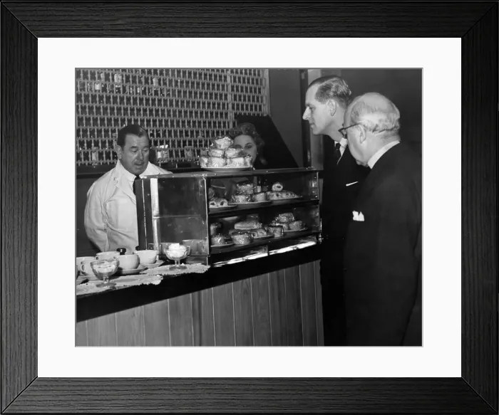 Framed Print : Prince Philip, Duke of Edinburgh, visiting Liverpool. Meat pies Framed Print : Prince Philip, Duke of Edinburgh, visiting Liverpool. Meat pies