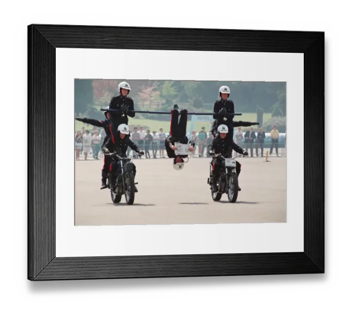 Framed Print : Royal Signals White Helmet Motorcycle Display Team. May 1990 Framed Print : Royal Signals White Helmet Motorcycle Display Team. May 1990