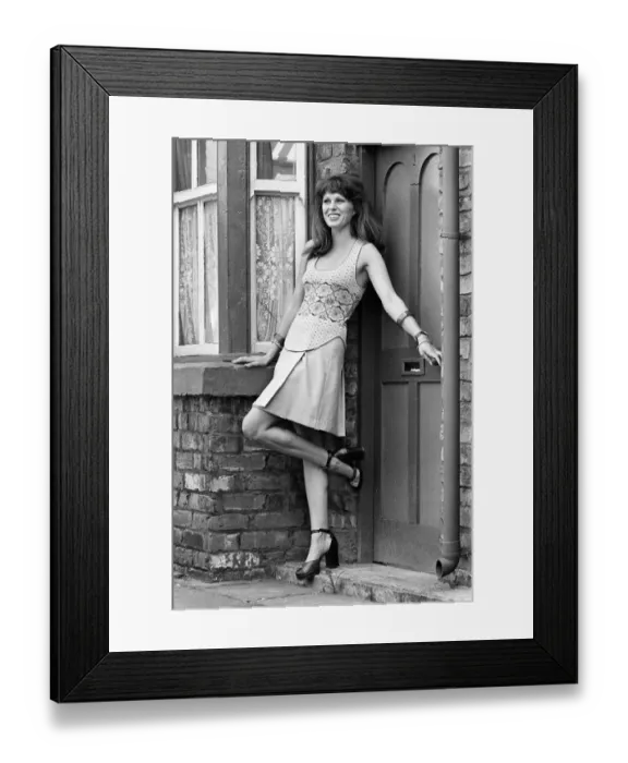 Framed Print : Actress Joanna Lumley pictured on the set of Coronation Street. 5th July 1973 Framed Print : Actress Joanna Lumley pictured on the set of Coronation Street. 5th July 1973