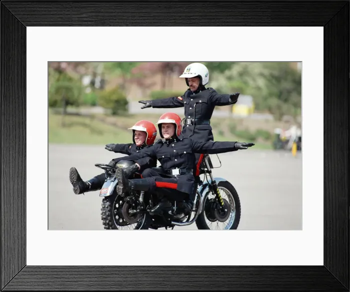 Framed Print : Royal Signals White Helmet Motorcycle Display Team. May 1990 Framed Print : Royal Signals White Helmet Motorcycle Display Team. May 1990